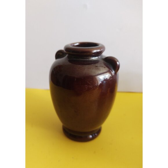 Vintage Banko Japan Red Ware Clay Bud Vase 3D Diorama Pagoda  Pottery 4" Tall - Picture 6 of 9